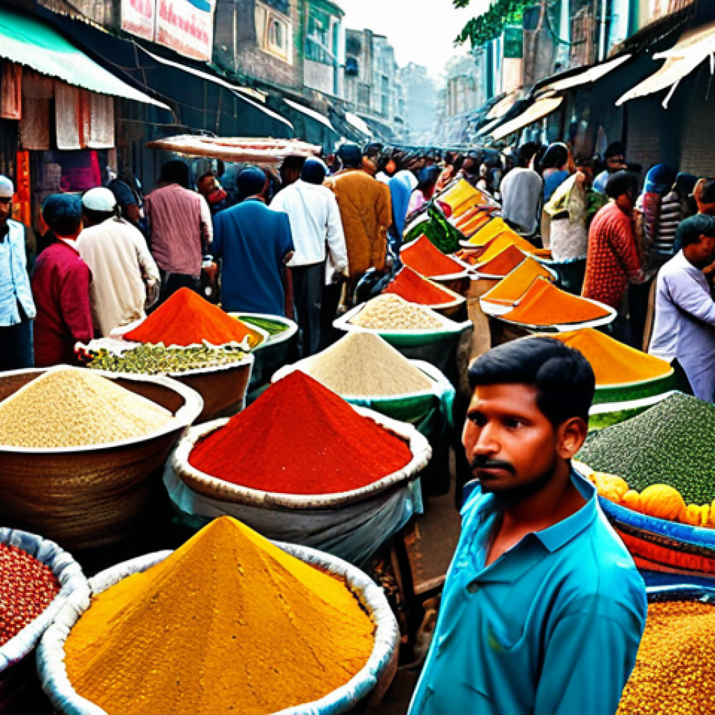 Bustling Dhaka Market Scene**

"A vibrant and bustling marketplace in Dhaka, Bangladesh, fully clothed vendors selling colorful spices, fruits, and vegetables, surrounded by crowds of people in modest clothing, rickshaws navigating the scene, safe for work, appropriate content, professional photography, perfect anatomy, natural proportions, family-friendly atmosphere, high resolution, detailed textures, golden hour lighting, traditional Bengali clothing, market stalls overflowing with goods, well-formed hands, proper finger count."

**