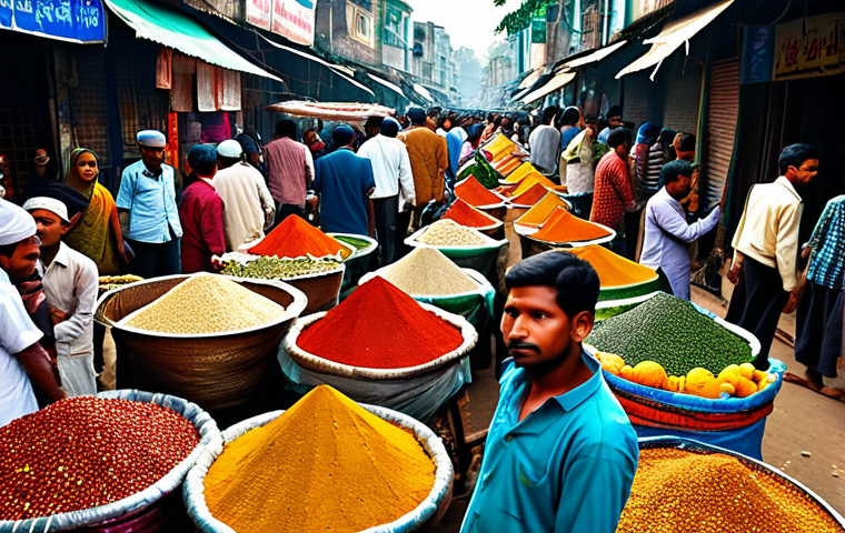 Bustling Dhaka Market Scene**

"A vibrant and bustling marketplace in Dhaka, Bangladesh, fully clothed vendors selling colorful spices, fruits, and vegetables, surrounded by crowds of people in modest clothing, rickshaws navigating the scene, safe for work, appropriate content, professional photography, perfect anatomy, natural proportions, family-friendly atmosphere, high resolution, detailed textures, golden hour lighting, traditional Bengali clothing, market stalls overflowing with goods, well-formed hands, proper finger count."

**