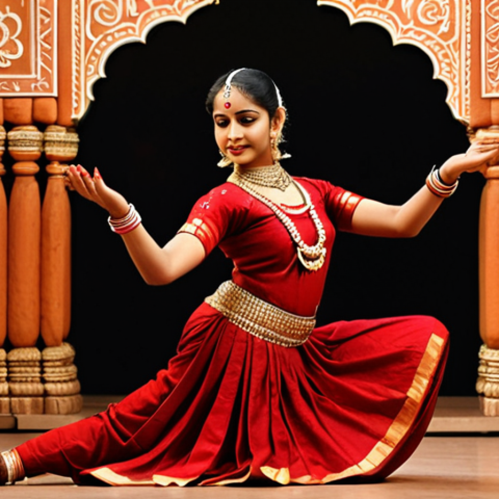 방글라데시의 전통 무용 - Classical Elegance**

"A graceful Bharatanatyam dancer in a fully clothed, traditional costume, perf...