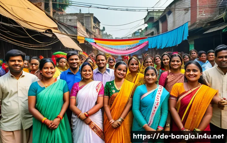 방글라데시 주요 관광 시즌 - A vibrant street scene during the Pohela Boishakh festival in Dhaka, Bangladesh, showing a large cro...